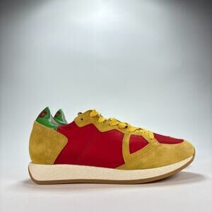 Philippe Model Monaco Vintage Red Yellow Low Top Sneakers Women’s Size 7.5 EU 38